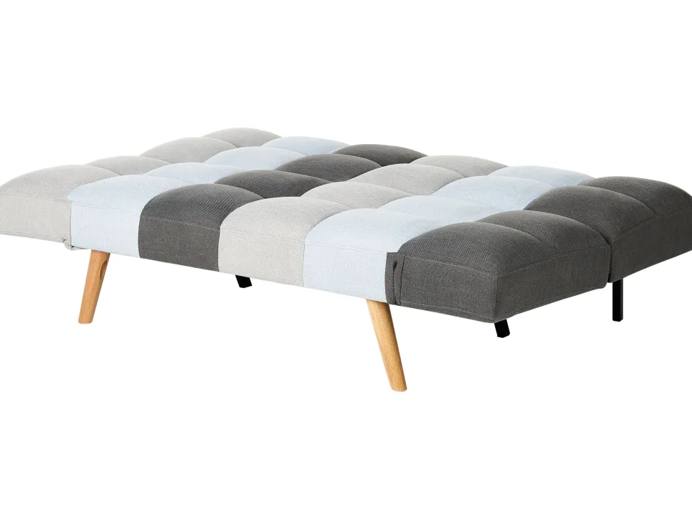 Fabric Sofa Bed Grey And Blue Patchwork Ingaro