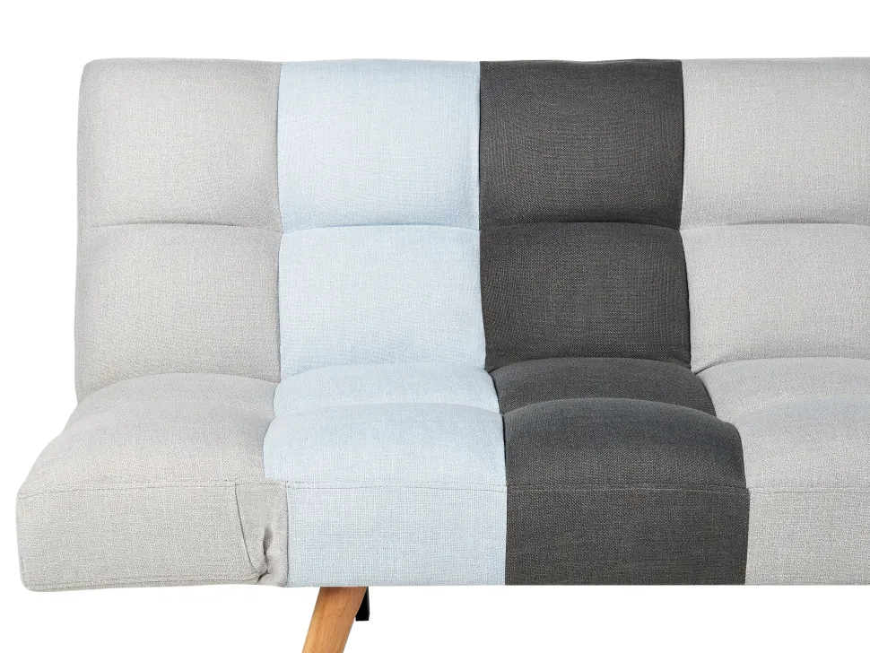 Fabric Sofa Bed Grey And Blue Patchwork Ingaro