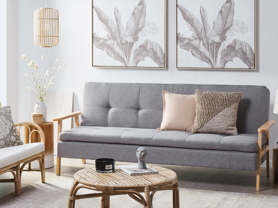 Fabric Sofa Bed Light Grey Tjorn