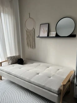 Fabric Sofa Bed Light Grey Tjorn