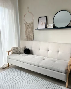 Fabric Sofa Bed Light Grey Tjorn