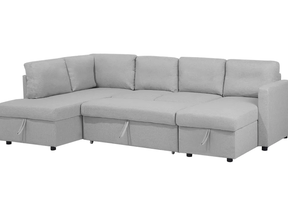 Fabric Sofa Bed Light Grey Karrabo