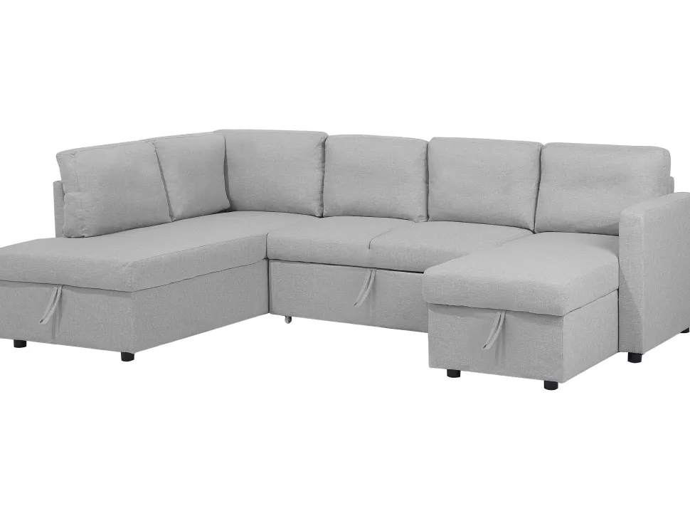 Fabric Sofa Bed Light Grey Karrabo