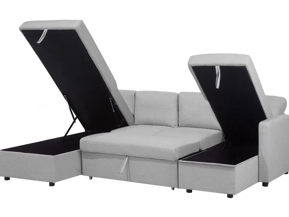 Fabric Sofa Bed Light Grey Karrabo