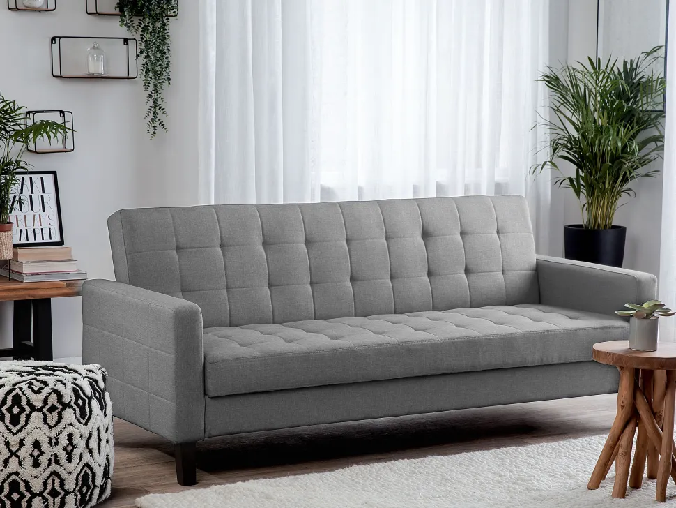 Fabric Sofa Bed Light Grey Vehkoo