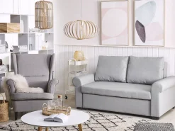 Fabric Sofa Bed Light Grey Silda