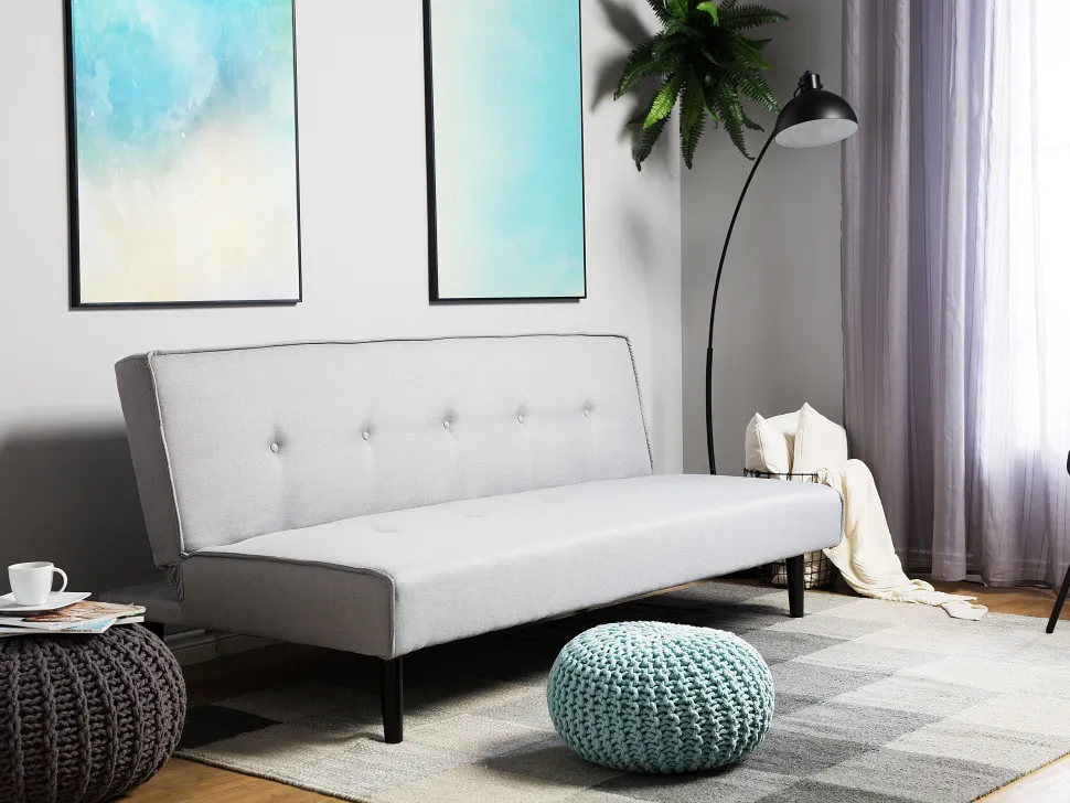 Fabric Sofa Bed Light Grey Visby