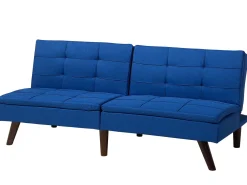 Fabric Sofa Bed Navy Blue Ronne