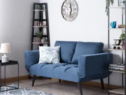 Fabric Sofa Bed Navy Blue Brekke