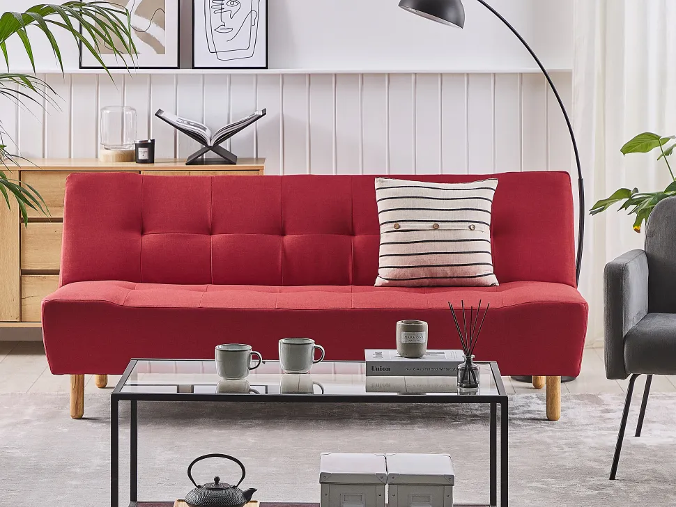 Fabric Sofa Bed Red Alsten