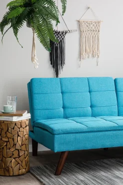 Fabric Sofa Bed Turquoise Blue Ronne