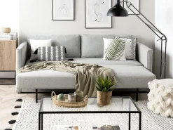 Fabric Sofa Bed With Storage Grey Eksjo
