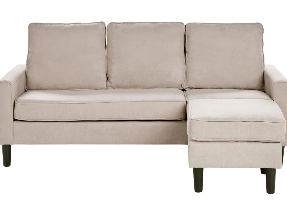 Fabric Sofa With Ottoman Beige Avesta