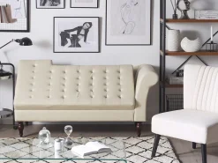 Faux Leather Chaise Lounge With Storage Light Beige Pessac