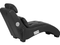 Faux Leather Chaise Lounge With Bluetooth Speaker Usb Port Black Simorre