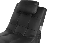 Faux Leather Chaise Lounge With Bluetooth Speaker Usb Port Black Simorre