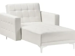 Faux Leather Chaise Lounge White Aberdeen
