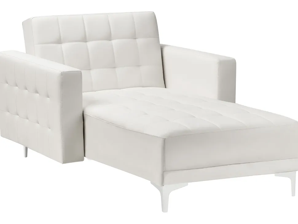 Faux Leather Chaise Lounge White Aberdeen