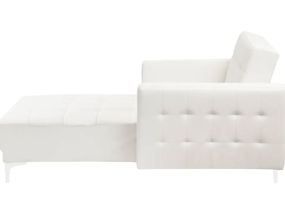 Faux Leather Chaise Lounge White Aberdeen