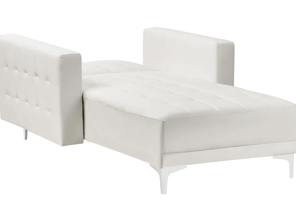 Faux Leather Chaise Lounge White Aberdeen