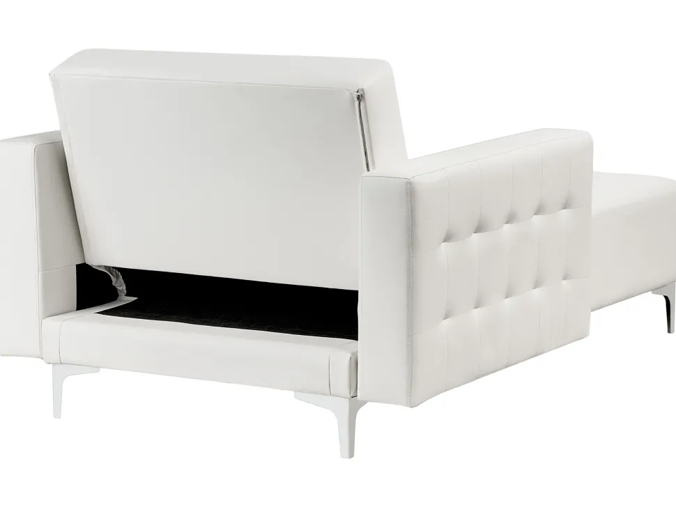 Faux Leather Chaise Lounge White Aberdeen