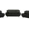 Faux Leather Living Room Set Black Leira
