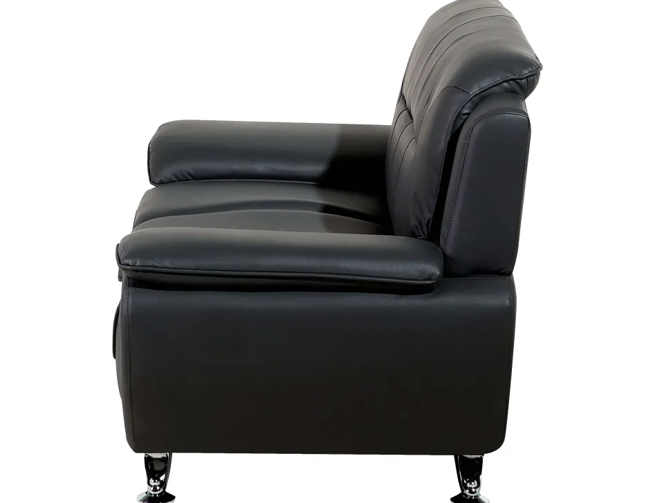 Faux Leather Living Room Set Black Leira