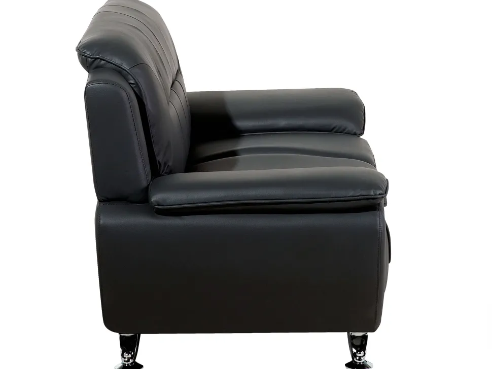 Faux Leather Living Room Set Black Leira