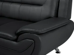 Faux Leather Living Room Set Black Leira