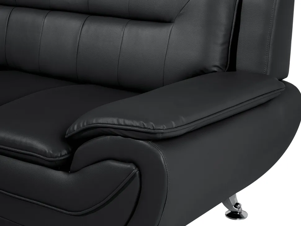 Faux Leather Living Room Set Black Leira
