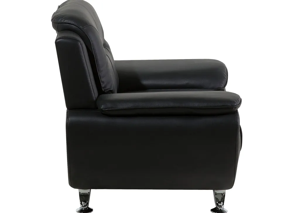 Faux Leather Living Room Set Black Leira