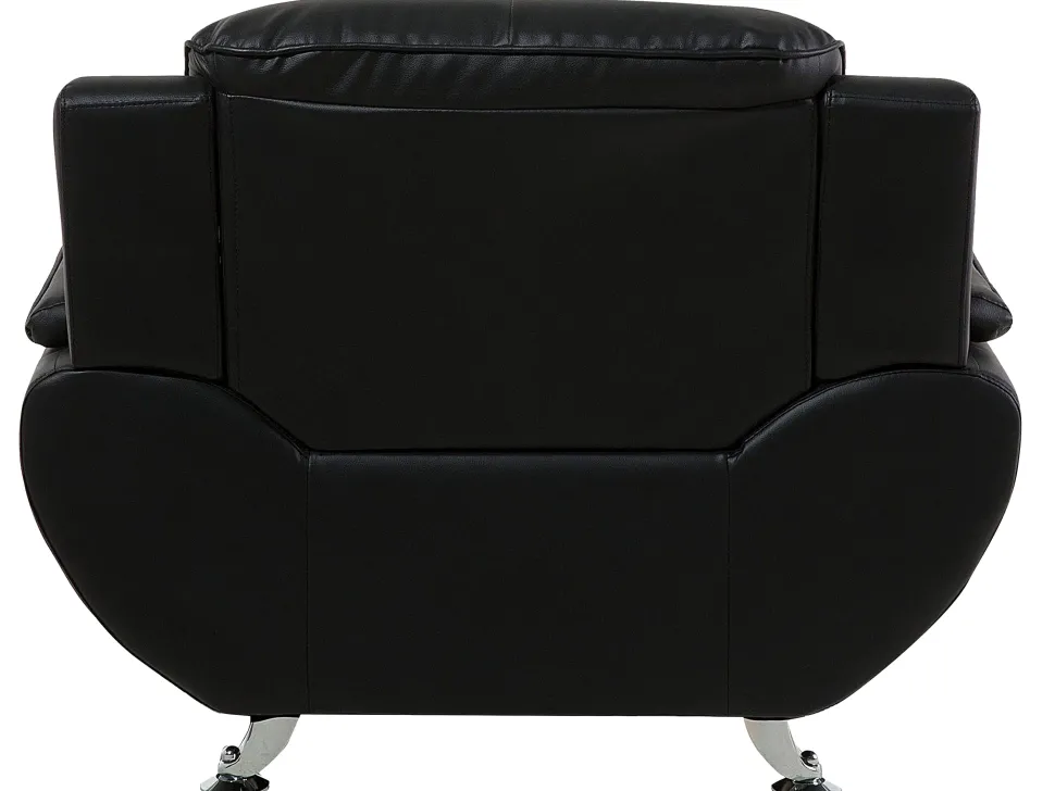 Faux Leather Living Room Set Black Leira
