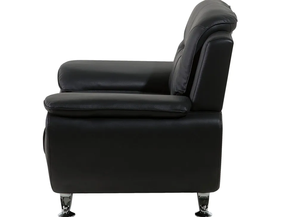 Faux Leather Living Room Set Black Leira