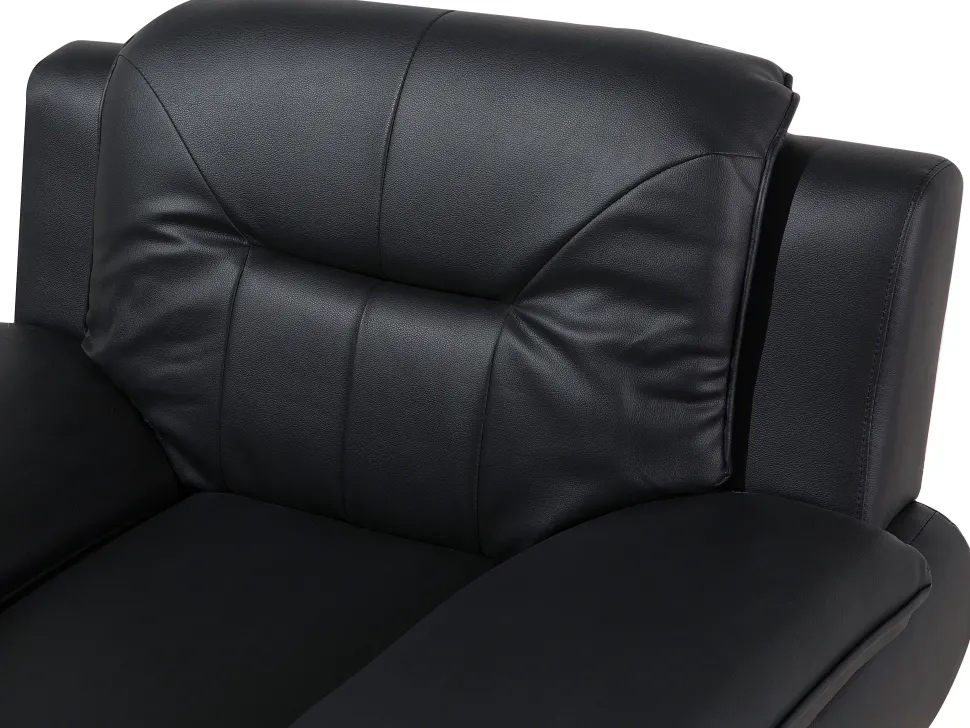 Faux Leather Living Room Set Black Leira