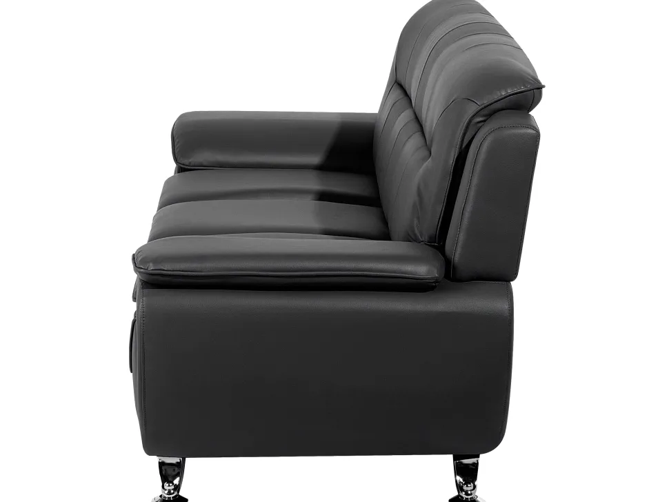 Faux Leather Living Room Set Black Leira