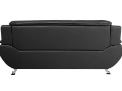 Faux Leather Living Room Set Black Leira
