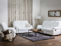 Faux Leather Manual Recliner Living Room Set White Bergen