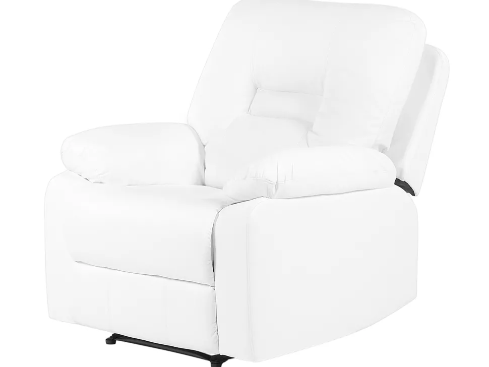 Faux Leather Manual Recliner Living Room Set White Bergen