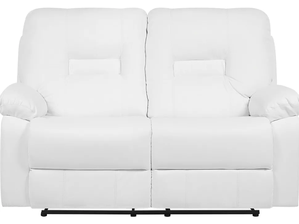 Faux Leather Manual Recliner Living Room Set White Bergen