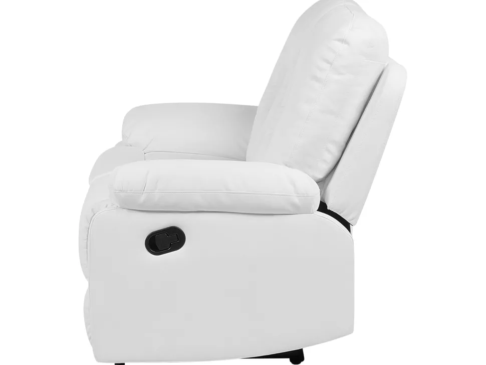 Faux Leather Manual Recliner Living Room Set White Bergen
