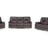 Faux Leather Manual Recliner Living Room Set Brown Bergen