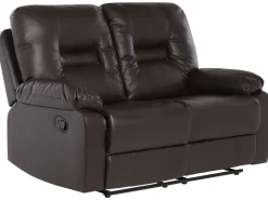 Faux Leather Manual Recliner Living Room Set Brown Bergen
