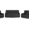 Faux Leather Manual Recliner Living Room Set Black Bergen