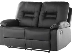 Faux Leather Manual Recliner Living Room Set Black Bergen