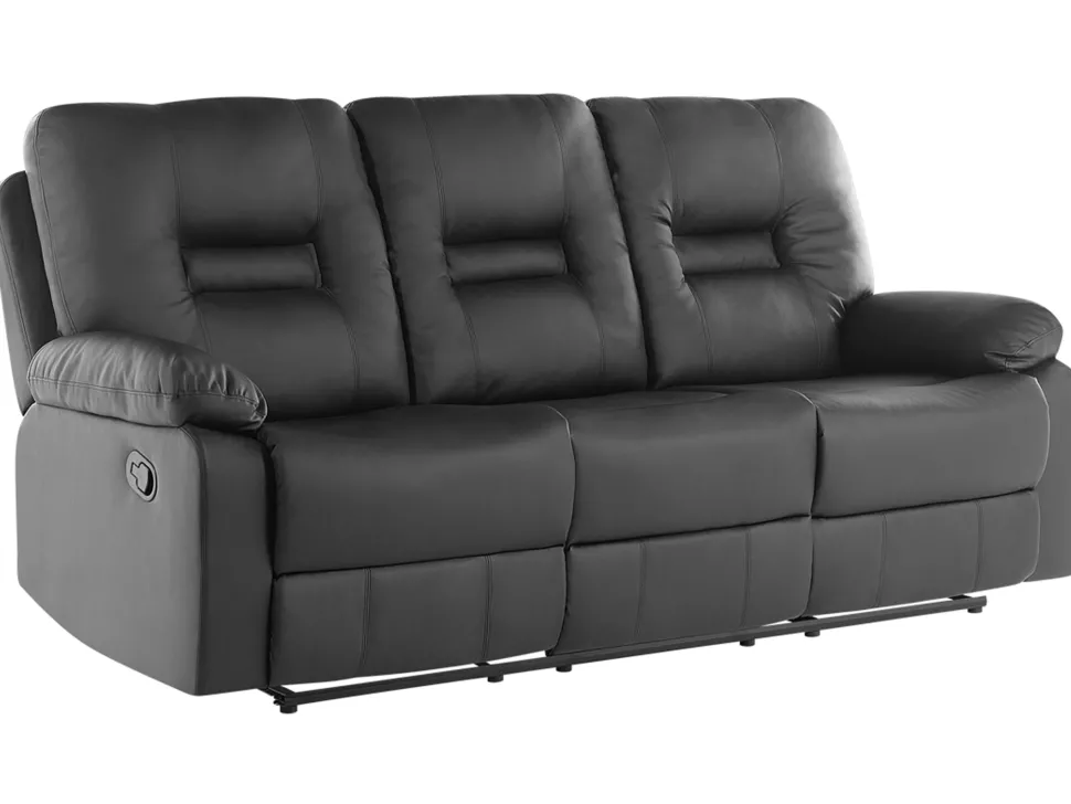 Faux Leather Manual Recliner Living Room Set Black Bergen