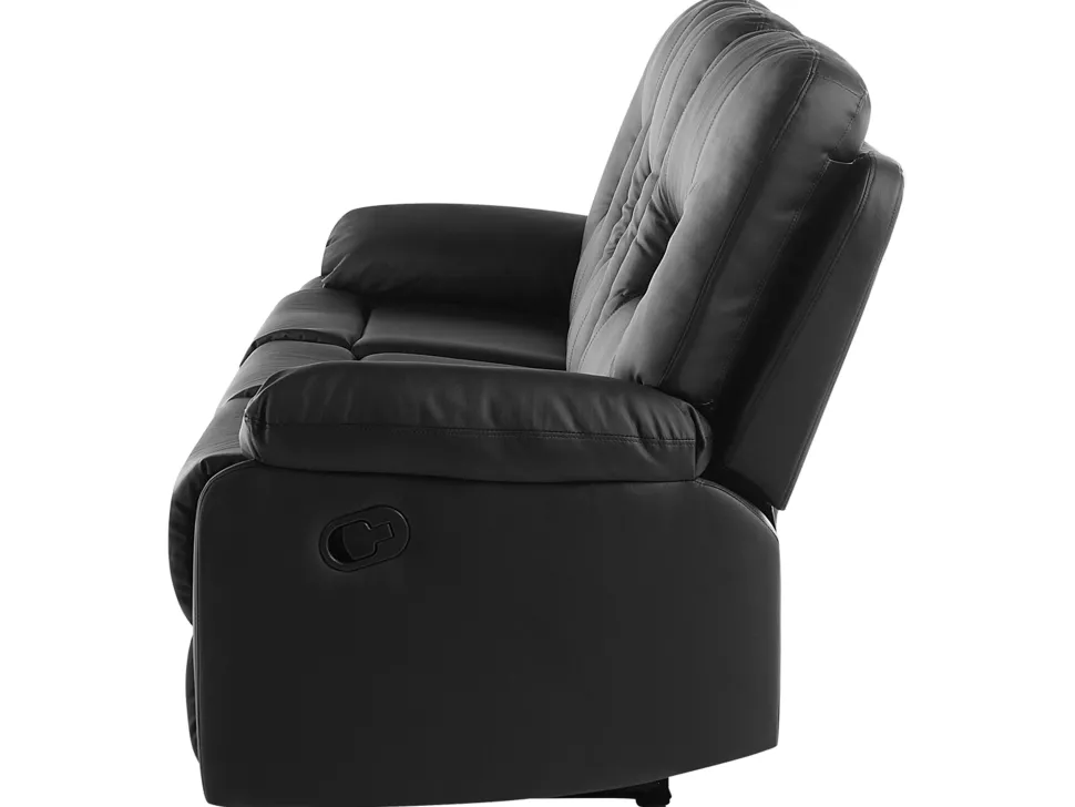 Faux Leather Manual Recliner Living Room Set Black Bergen