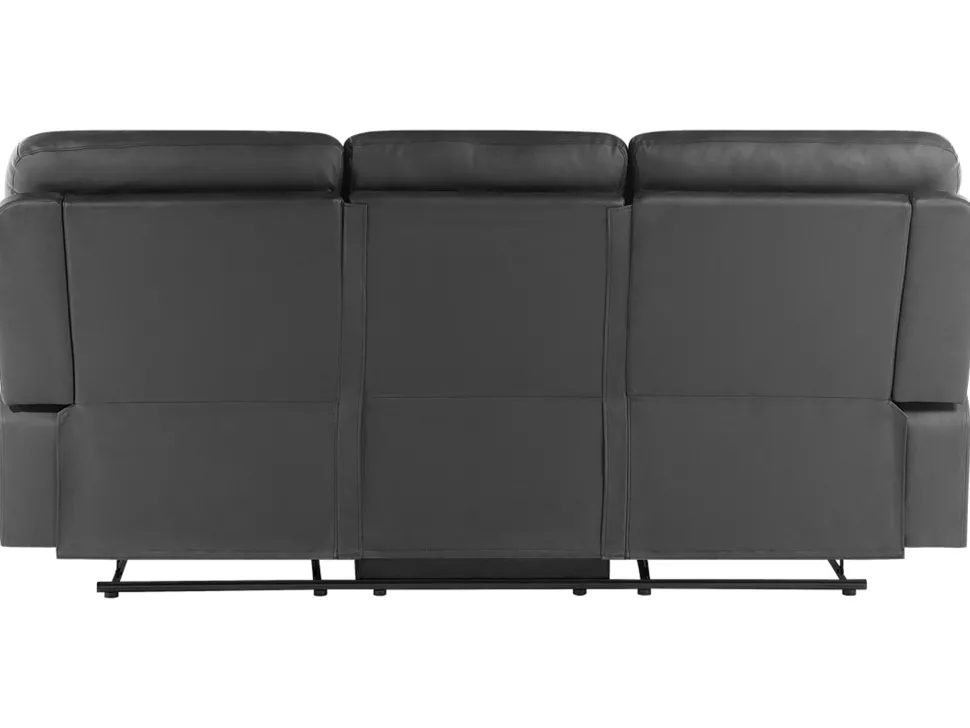 Faux Leather Manual Recliner Living Room Set Black Bergen