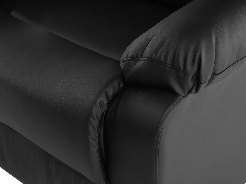 Faux Leather Manual Recliner Living Room Set Black Bergen