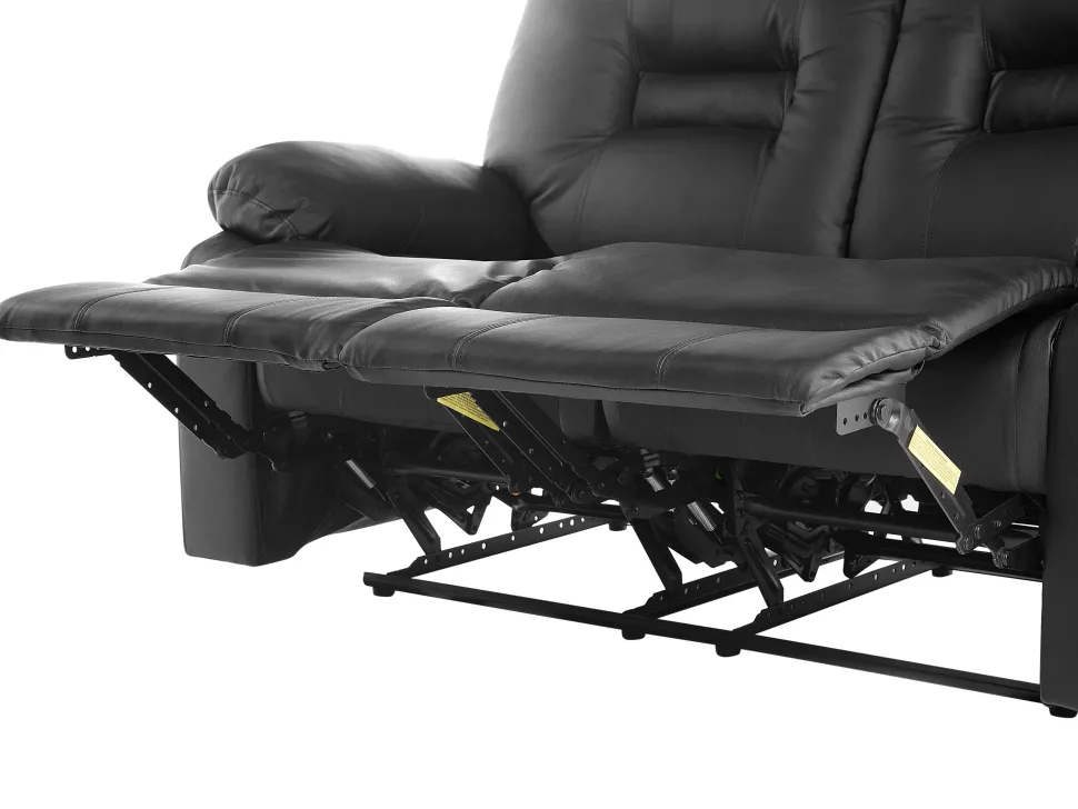 Faux Leather Manual Recliner Living Room Set Black Bergen
