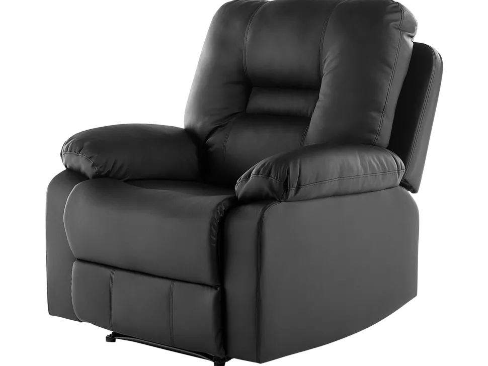 Faux Leather Manual Recliner Living Room Set Black Bergen